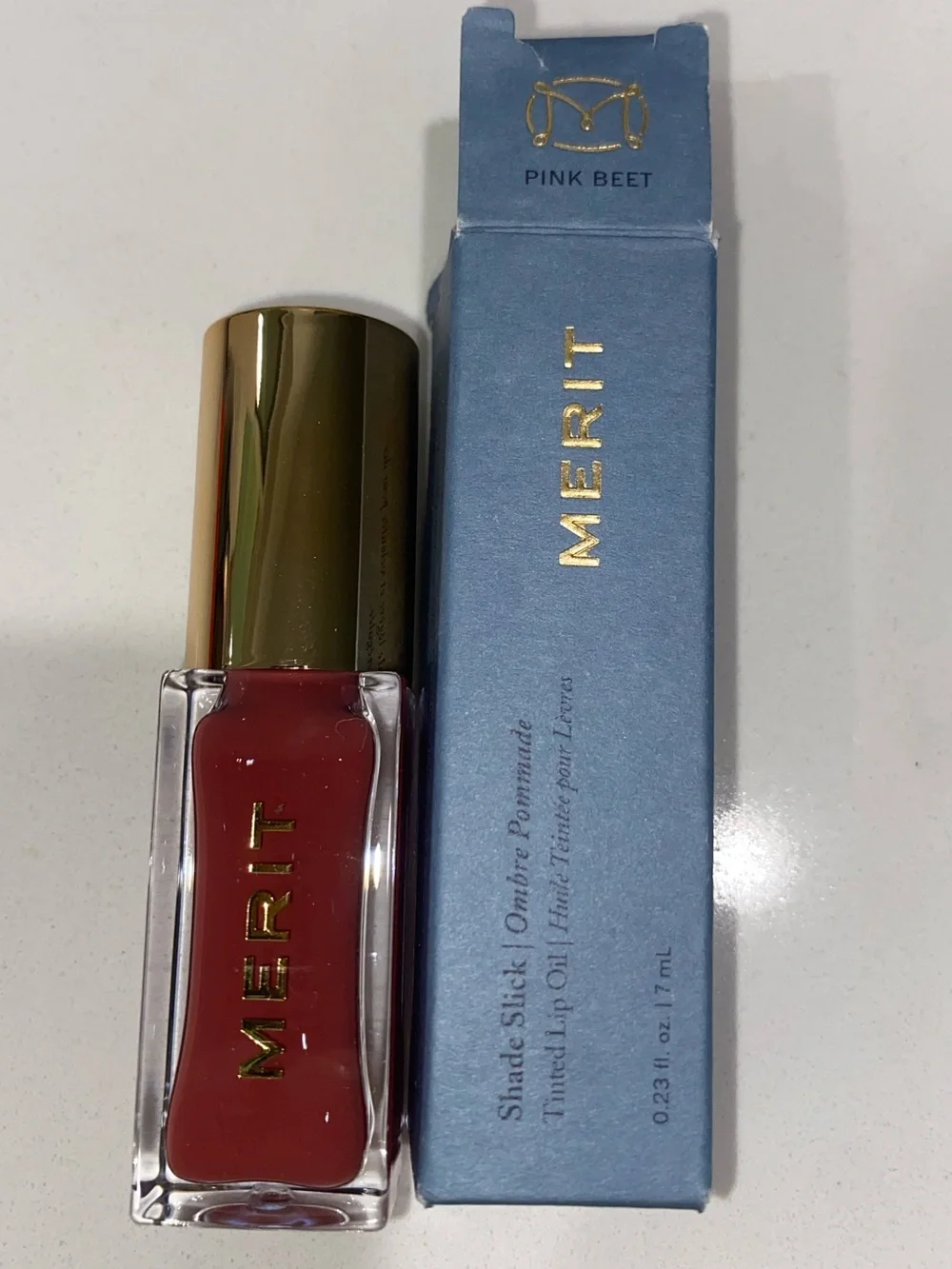 Merit Shade Slick Tinted Lip Oil in Pink Beet new in box